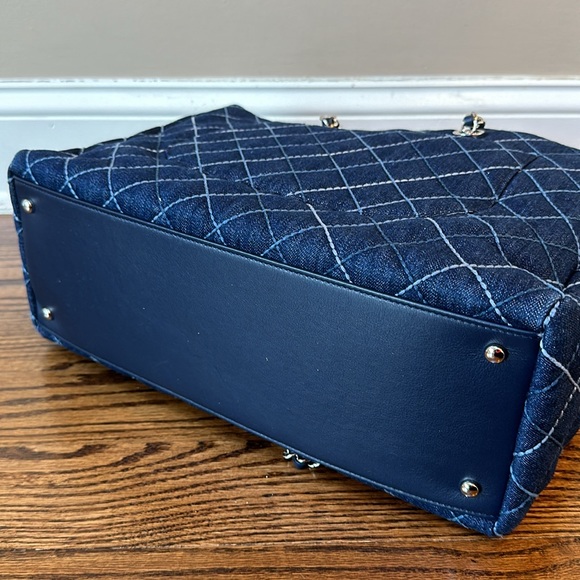 Chanel Denim Quilted Large Coco Handle Shopping Tote Blue - Picture 7 of 14
